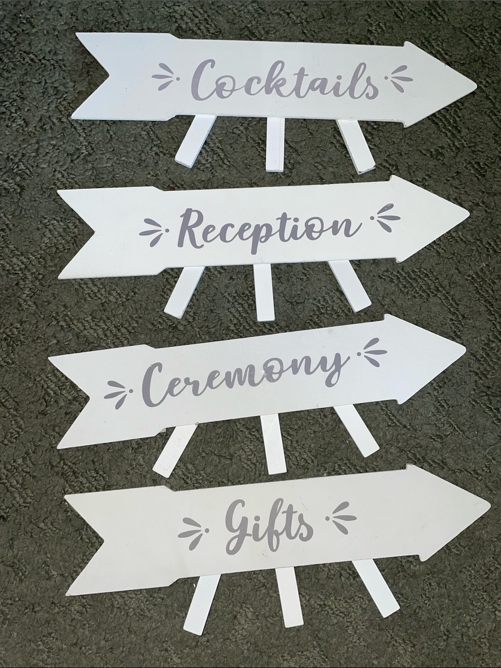White Wedding Arrow Signs - Cocktails, Reception, Ceremony, Gifts